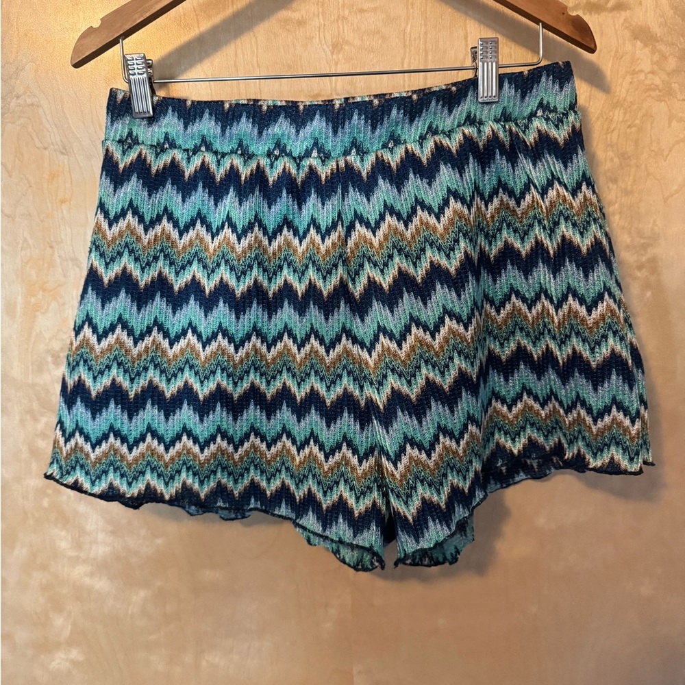 Twik Chevron Patterned Shorts in Blue and Tan